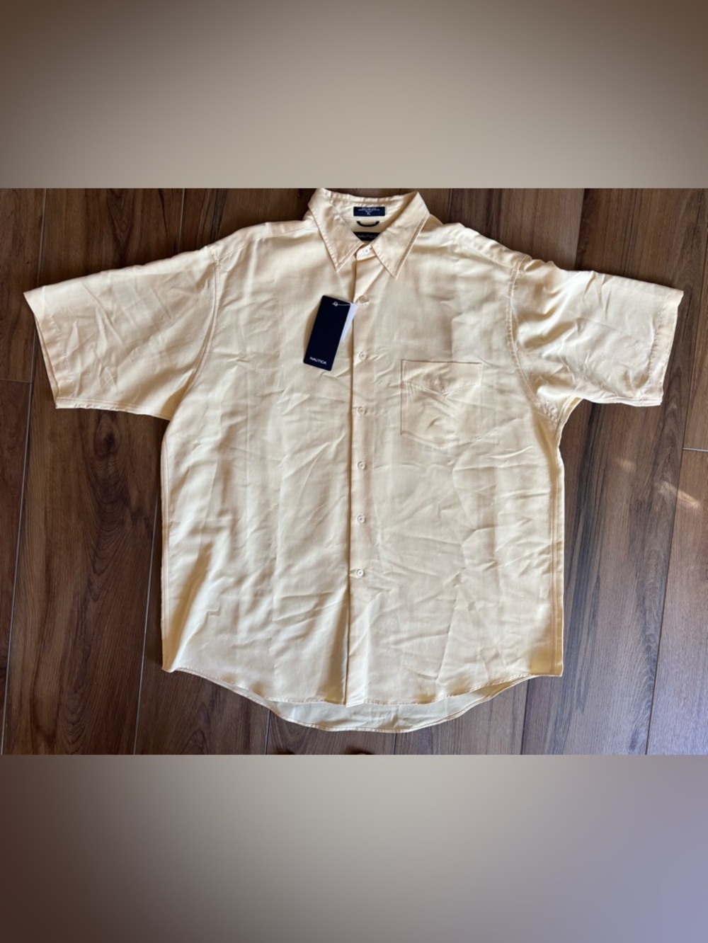 Nautica Men's Short-Sleeve Button-Down Shirt in yellow cream